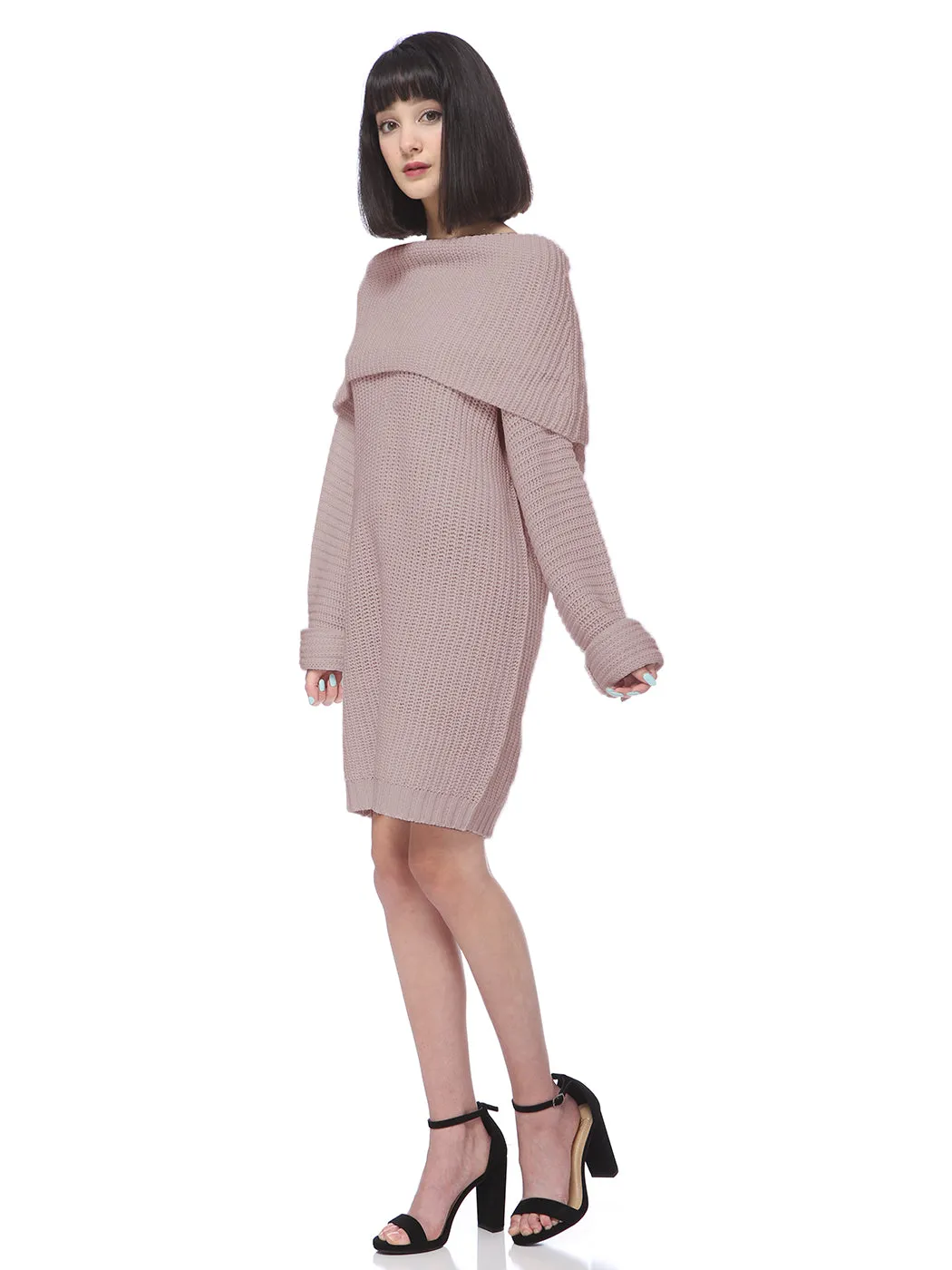 Off-Shoulder Knitted Comfy Sweater Dress