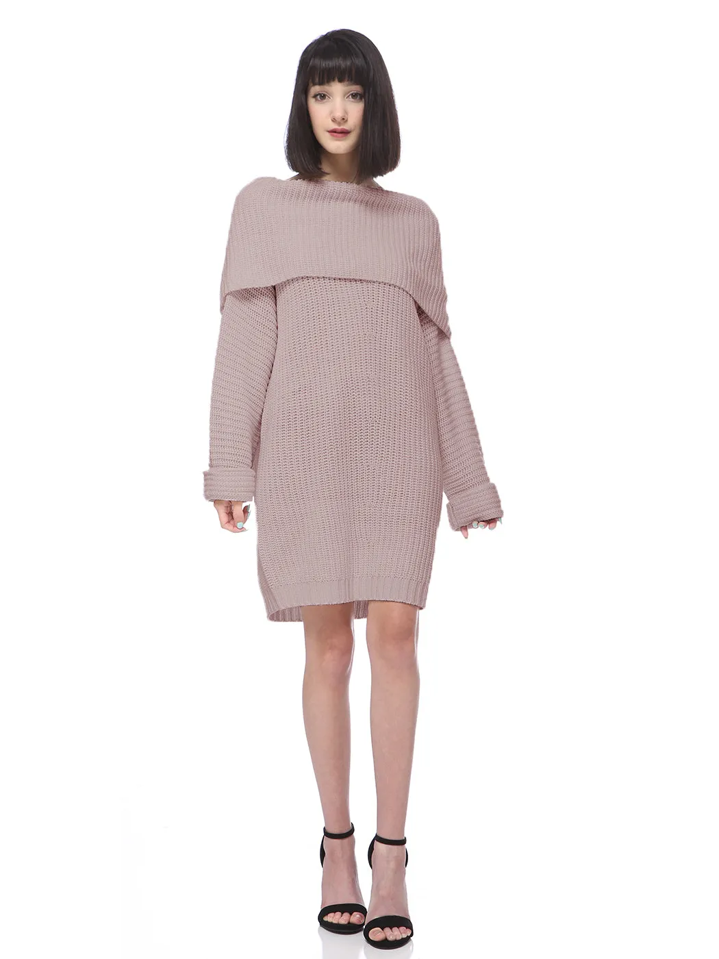 Off-Shoulder Knitted Comfy Sweater Dress