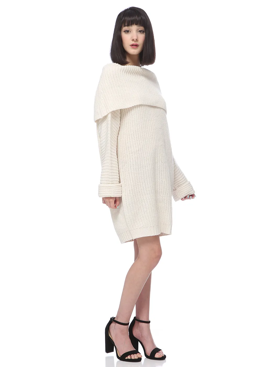Off-Shoulder Knitted Comfy Sweater Dress