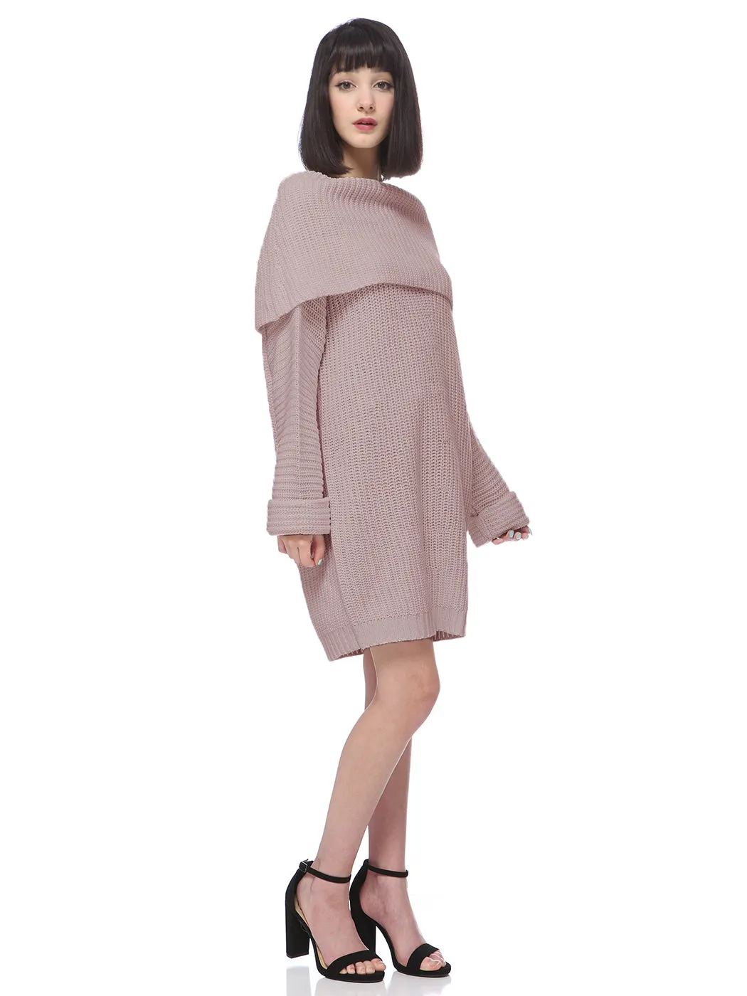 Off-Shoulder Knitted Comfy Sweater Dress