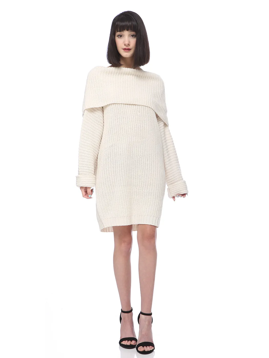 Off-Shoulder Knitted Comfy Sweater Dress