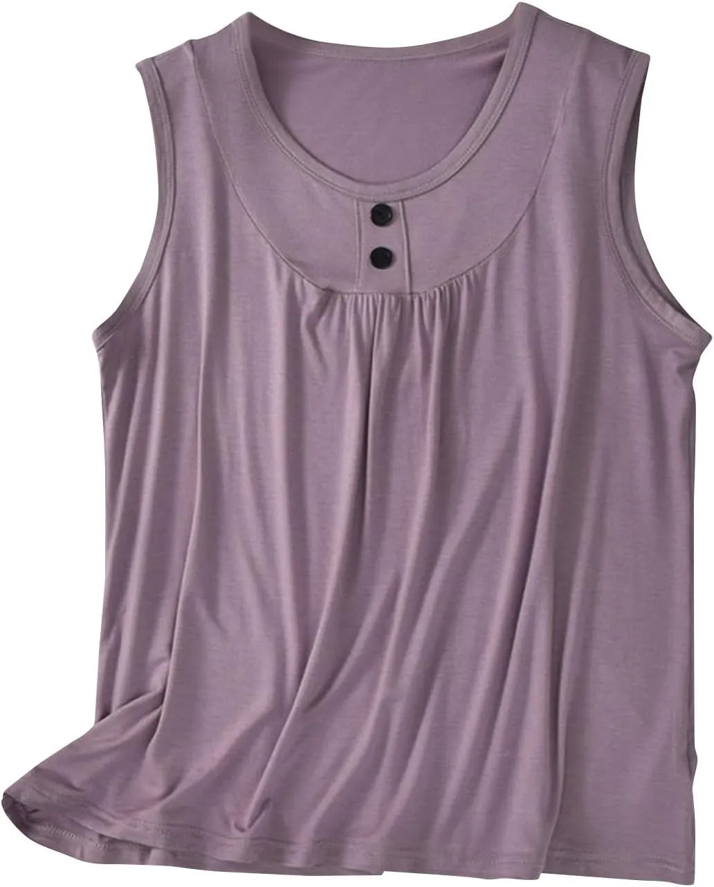 Palaver Tank Top for Women Summer Crweneck Sleeve Tunic Loose Fit Button Down Basic Shirts Soft Casual Blouse