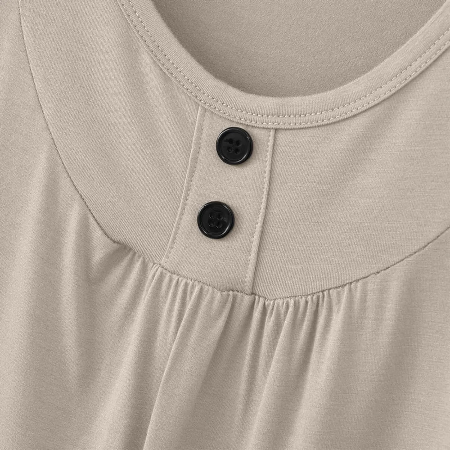 Palaver Tank Top for Women Summer Crweneck Sleeve Tunic Loose Fit Button Down Basic Shirts Soft Casual Blouse