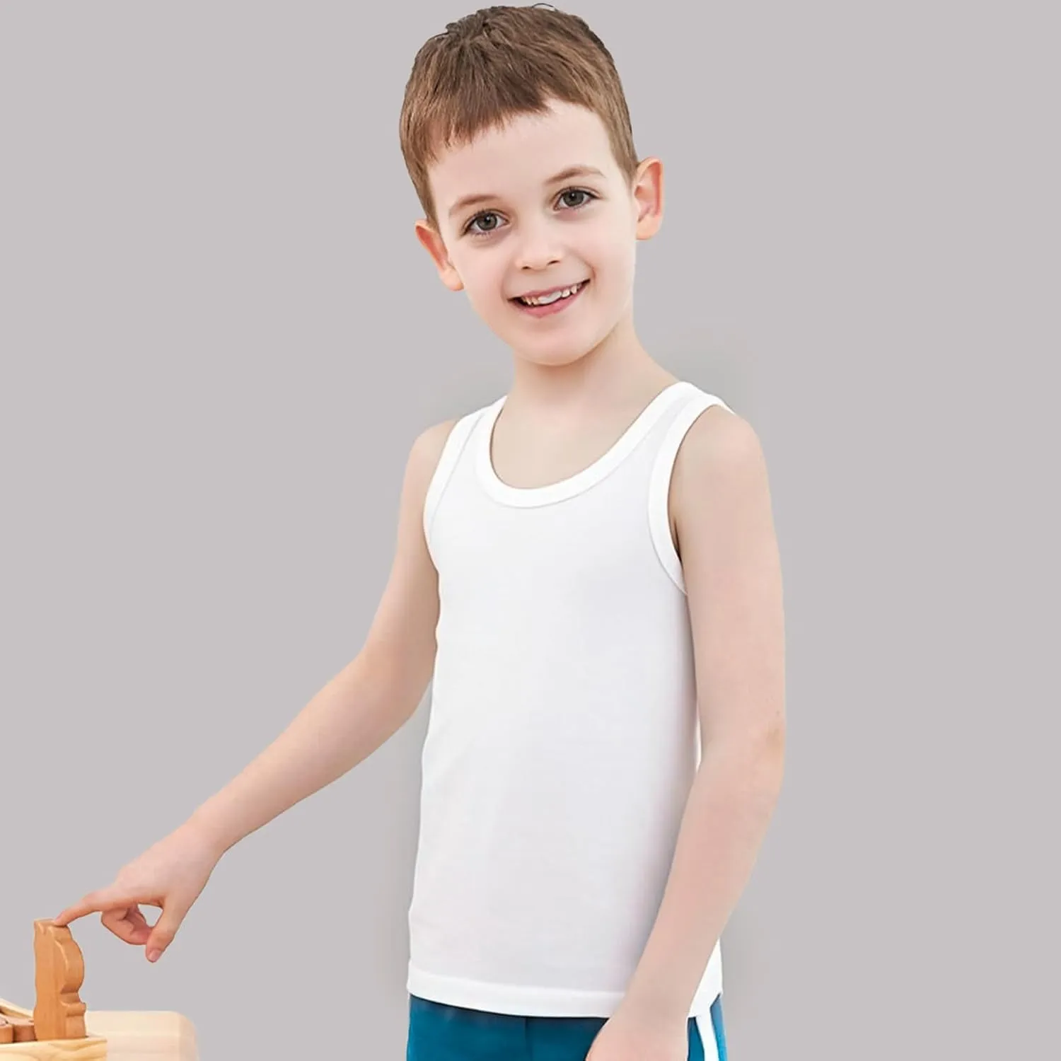 Phedrew 6 Pcs Kids Soft Undershirt Tank Tops Cotton Undershirt Sleeveless Shirts for Girls Boys Unisex