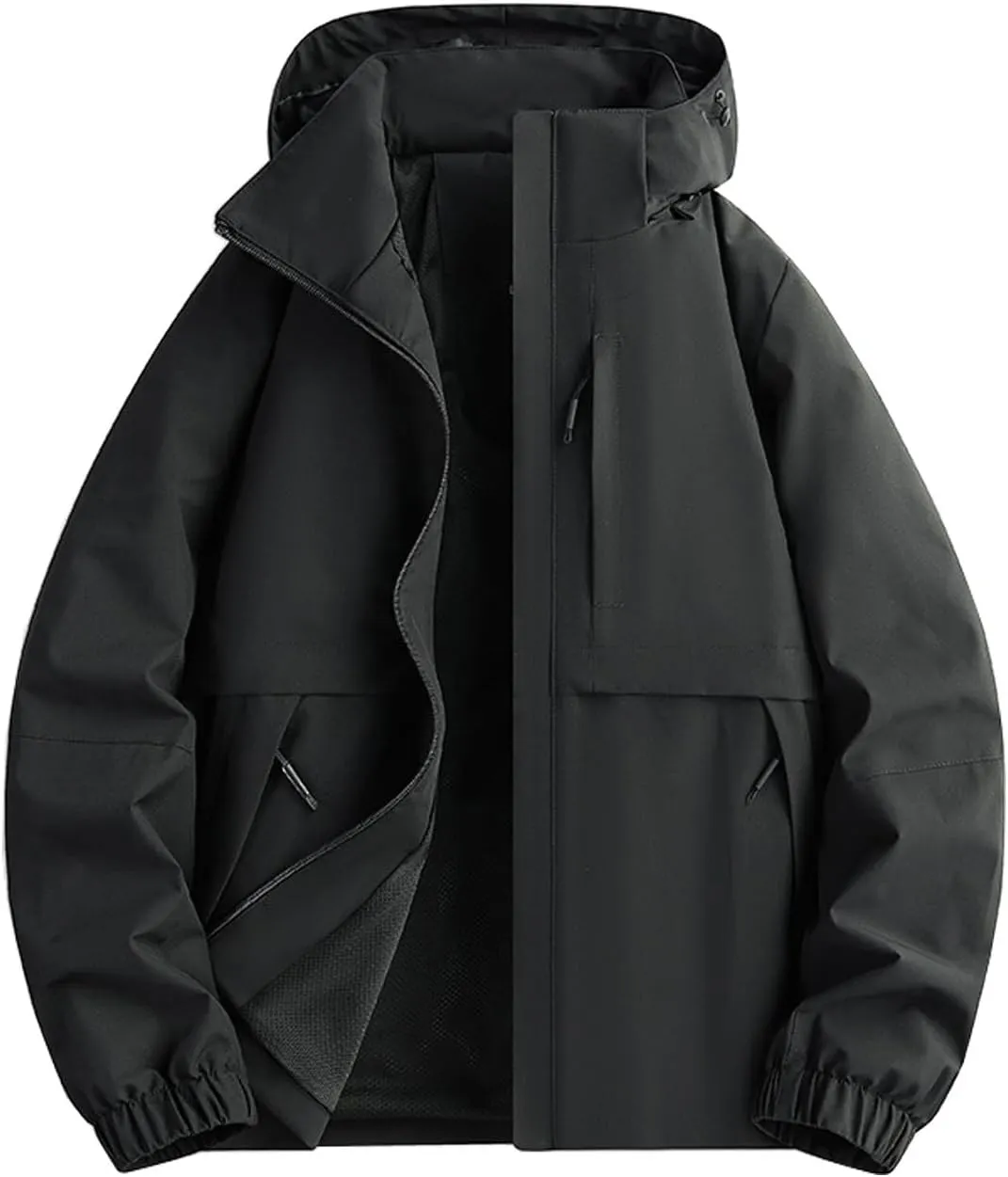 Rain Jacket Men Lightweight Waterproof Hooded Breathable Color Block Raincoat Windbreaker Cycling Golf Travel Fishing