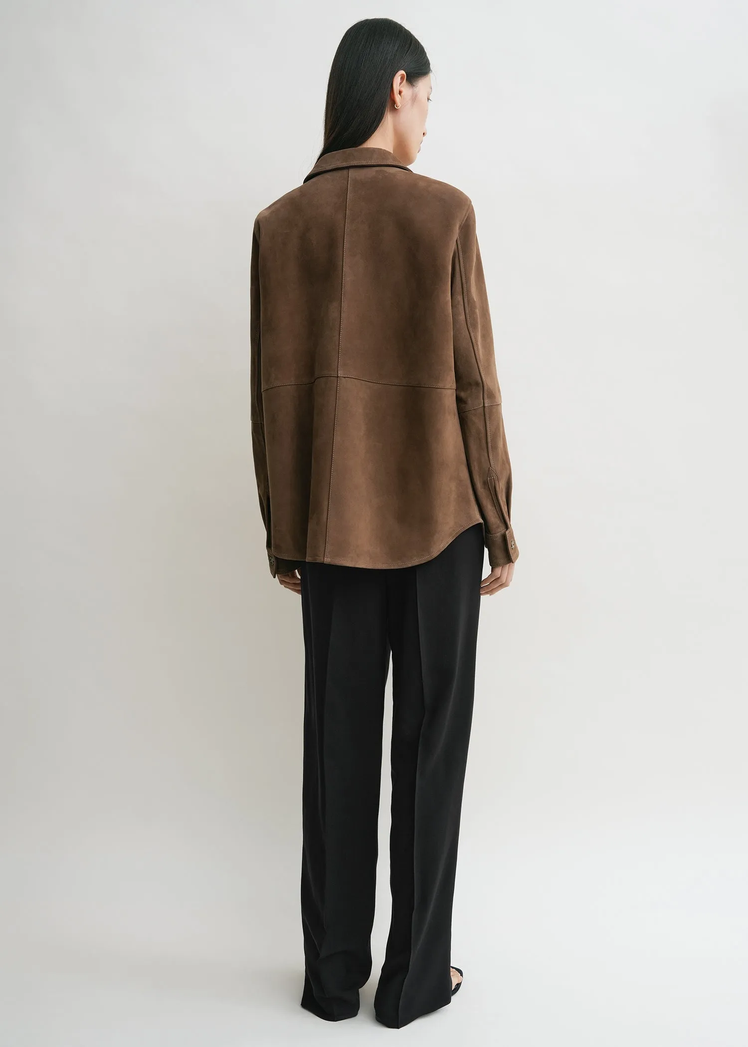 Soft suede shirt tobacco