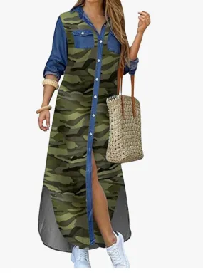 Stylish Denim Camo Print Dress
