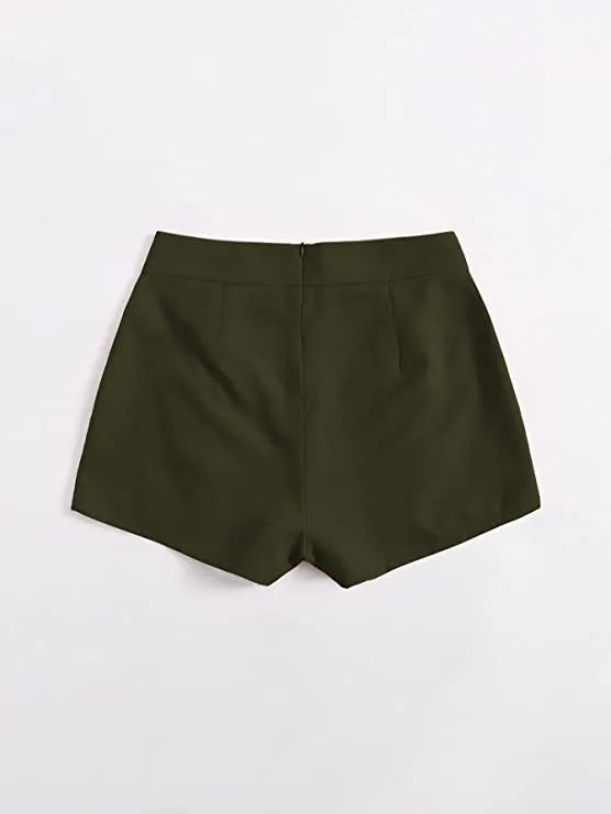 Summer Chic Gold Button High Plum Waist Shorts