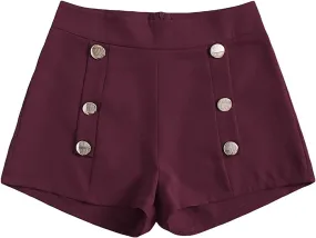 Summer Chic Gold Button High Plum Waist Shorts