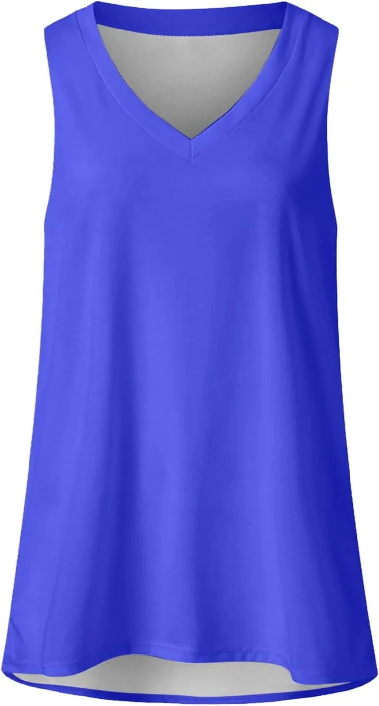 Summer Tank Tops for Women 2025 V Neck Sleeveless Spring Casual Solid Color Camisole Soft Beach Vacation Dressy Tank