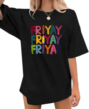 Teacher Shirts for Women Fri Yay Teacher Oversized Shirts Teacher Team Appreciation Gift Letter Printed Tee Tops