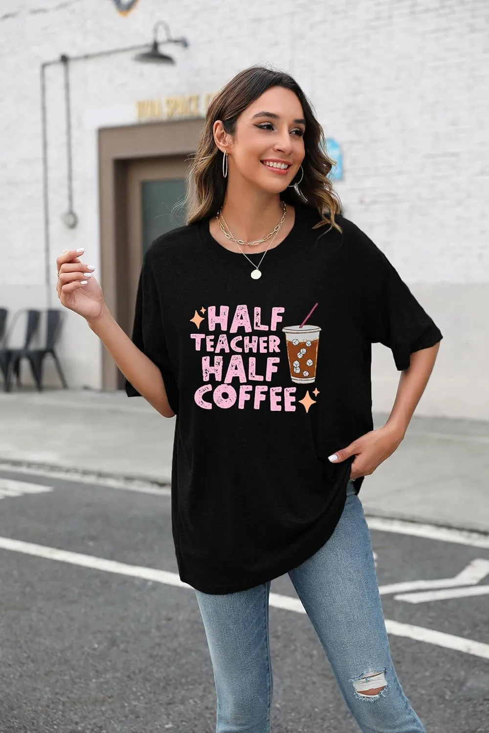 Teacher Shirts for Women Fri Yay Teacher Oversized Shirts Teacher Team Appreciation Gift Letter Printed Tee Tops