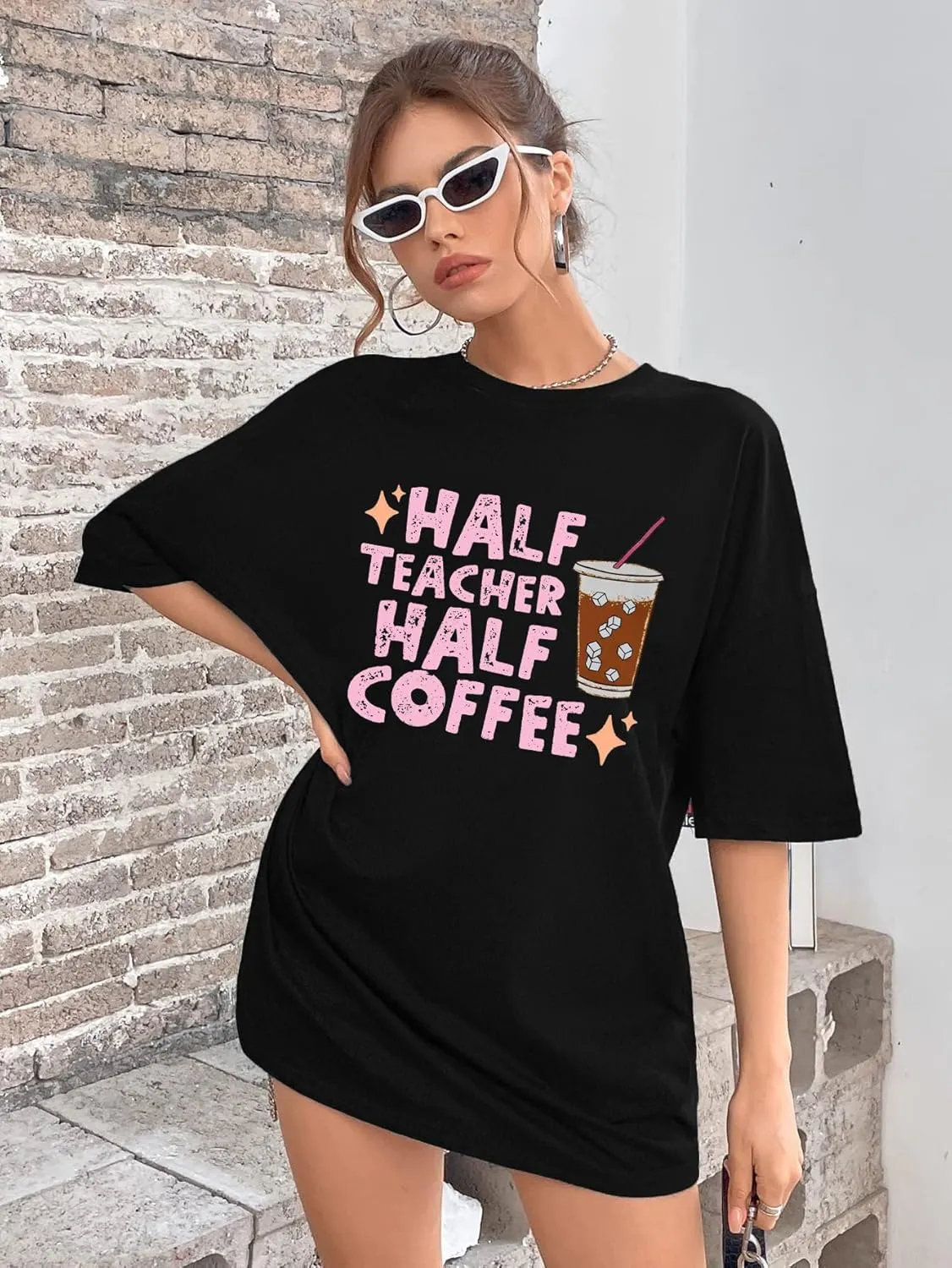 Teacher Shirts for Women Fri Yay Teacher Oversized Shirts Teacher Team Appreciation Gift Letter Printed Tee Tops