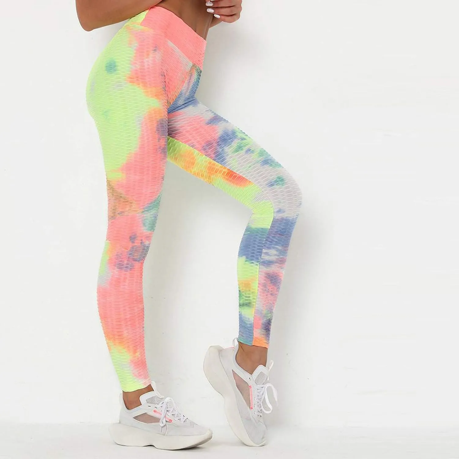 Womans Yoga Pants Leggings Exercise Breathable Lifting Ninth Pants Hip Sports Bubble Tie-dye Women's Pants Workout