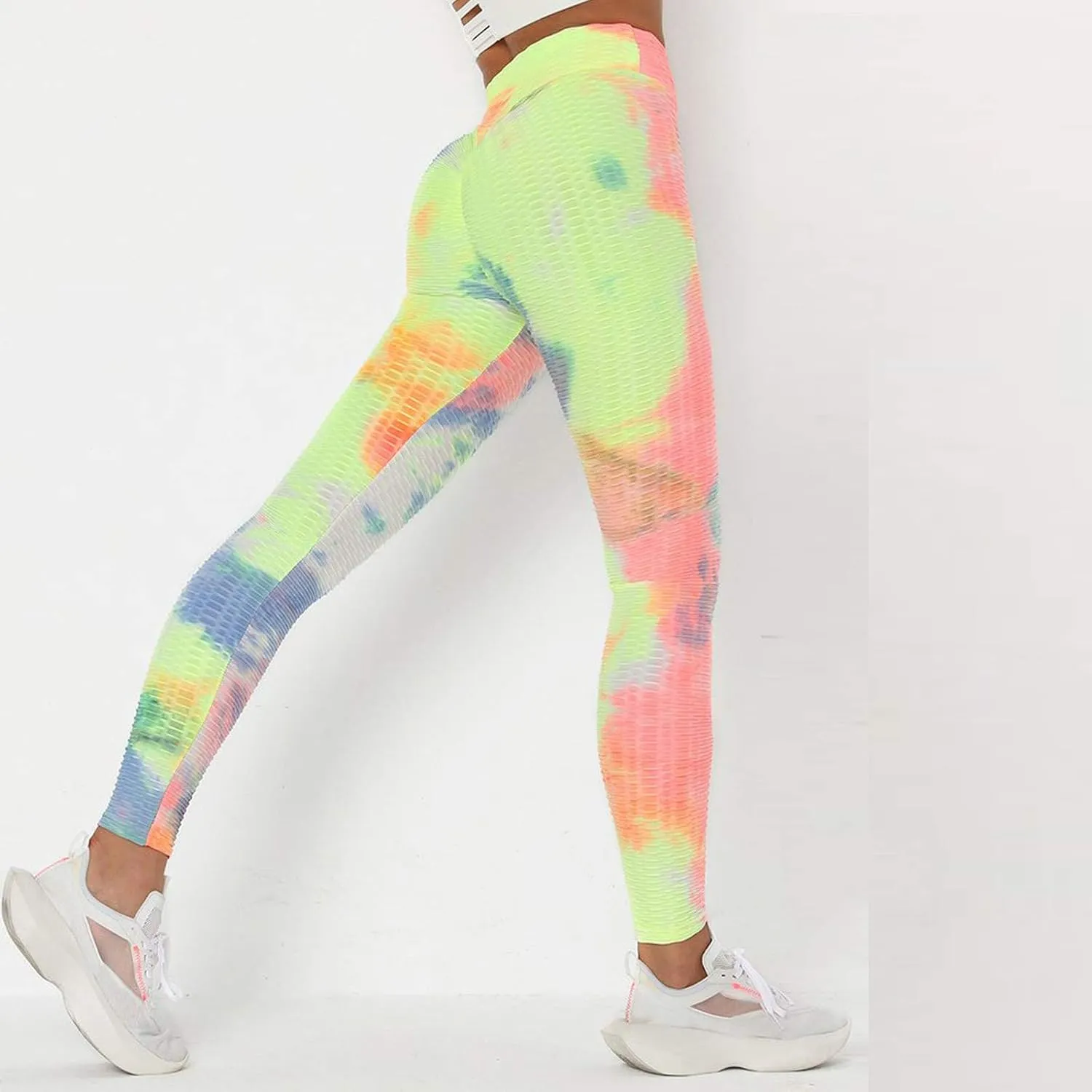Womans Yoga Pants Leggings Exercise Breathable Lifting Ninth Pants Hip Sports Bubble Tie-dye Women's Pants Workout