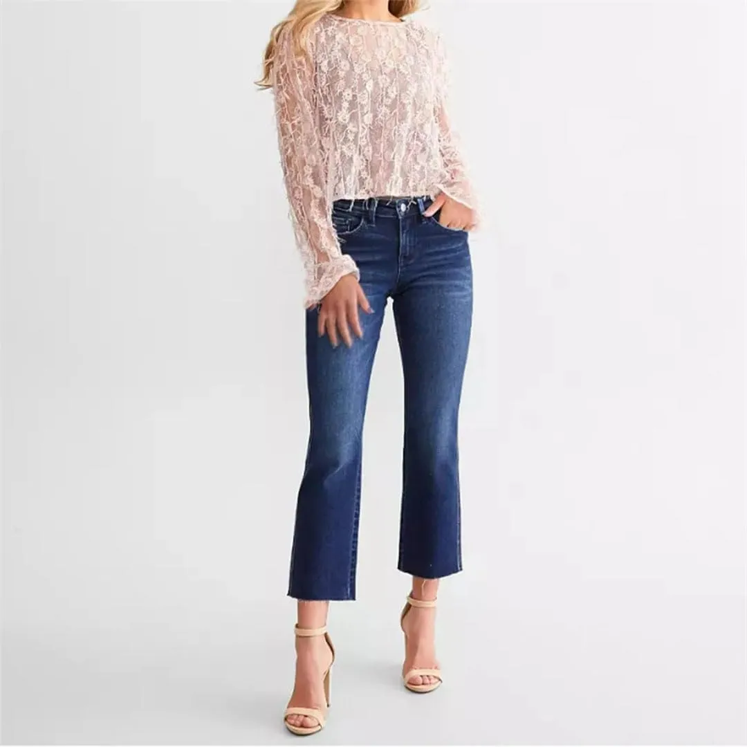 Women's Casual Jeans High Waist Stretch Slim Fashion Flare Jeans