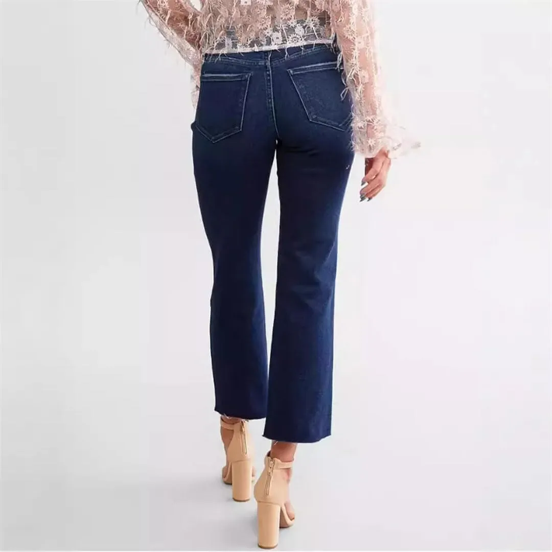 Women's Casual Jeans High Waist Stretch Slim Fashion Flare Jeans
