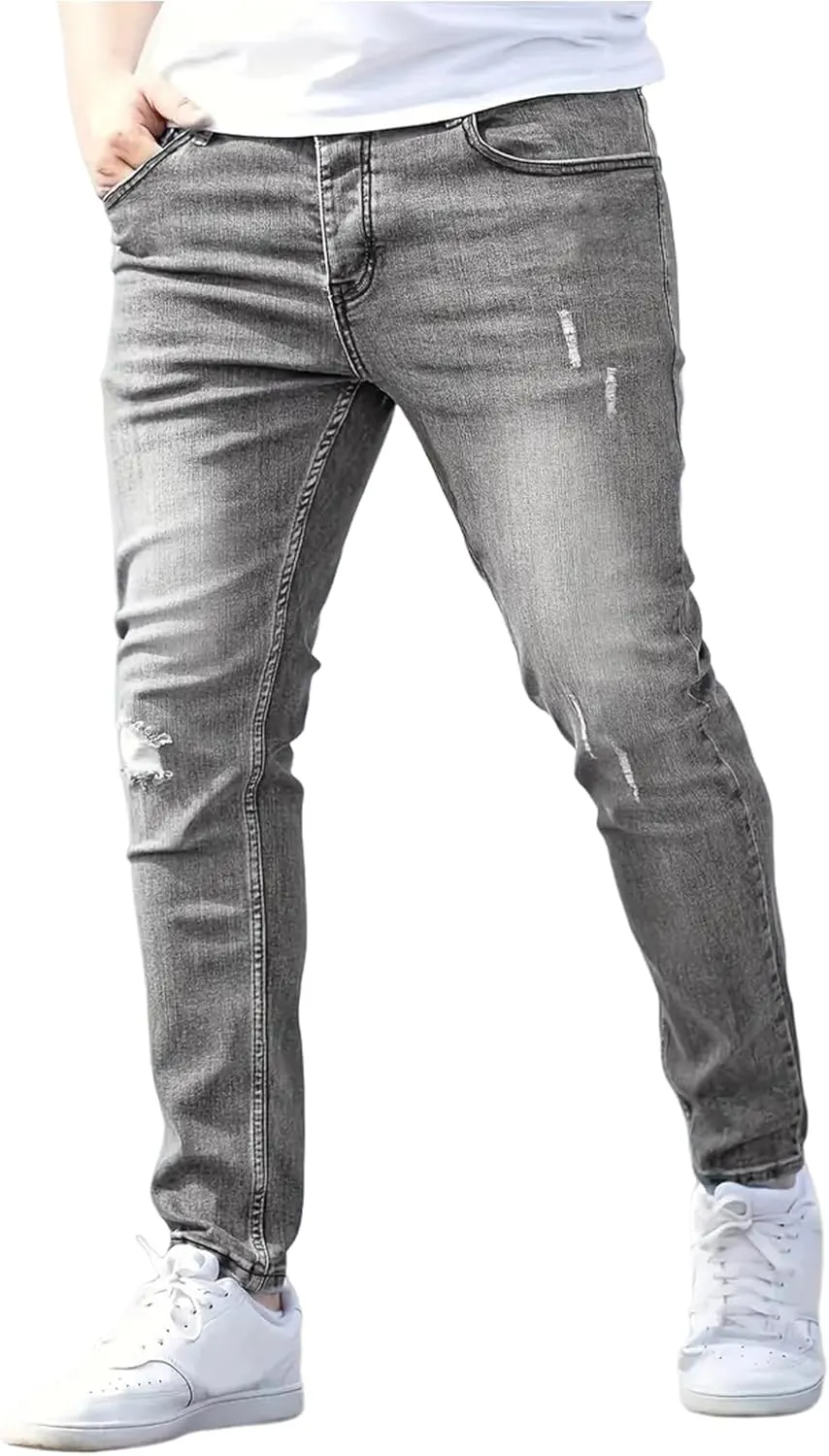 ZAFUL Men's Skinny Jeans Slim Fit Stretch Jeans Washed Flex Jeans Fashion Denim Pants